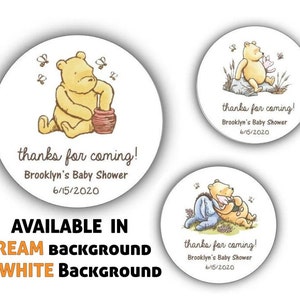 Winnie the Pooh Stickers, Thanks for Coming, Honey Favor, Baby Shower, Birthday, Classic Pooh