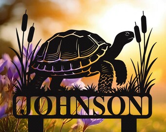 Enseigne personnalisée jardin tortue en métal, pieu commémoratif tortue