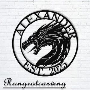 Custom Dragon Metal Sign, Personalized Wall Art Decor