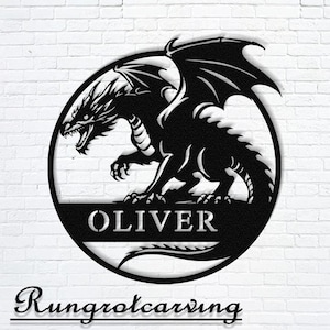 Custom Dragon Metal Sign, Personalized Wall Art Decor
