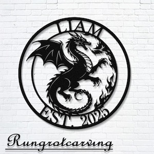 Custom Dragon Metal Sign, Personalized Wall Art Decor