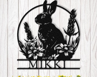 Custom Kaninchen Metallschild, Kaninchen Name, Käfig Dekor
