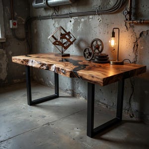 Live Edge Epoxy Resin Table, Black River Table, Handmade Wood Side Table, Modern Rustic Industrial Furniture, Small Space Accent Table