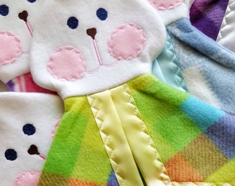 Rainbow Plaid Fisher Price Bunny Puppet Security Blanket Lovey