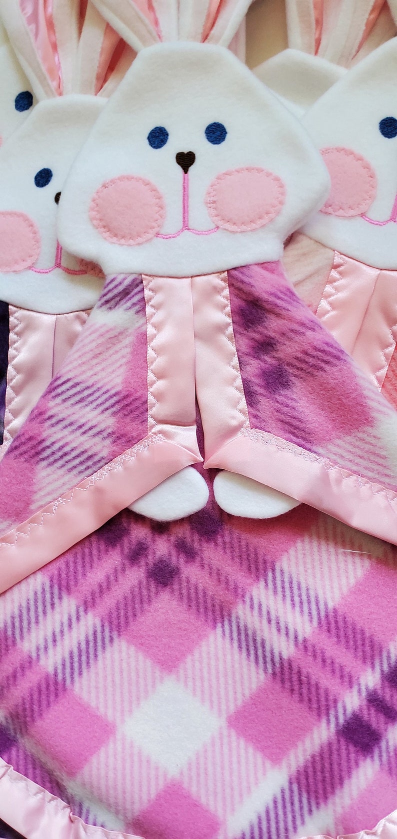 Pink Purple Plaid Fisher Price Bunny Lovey Replica