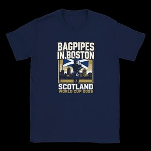 Gaitas en Boston - Camiseta de Escocia para la Copa del Mundo Navy