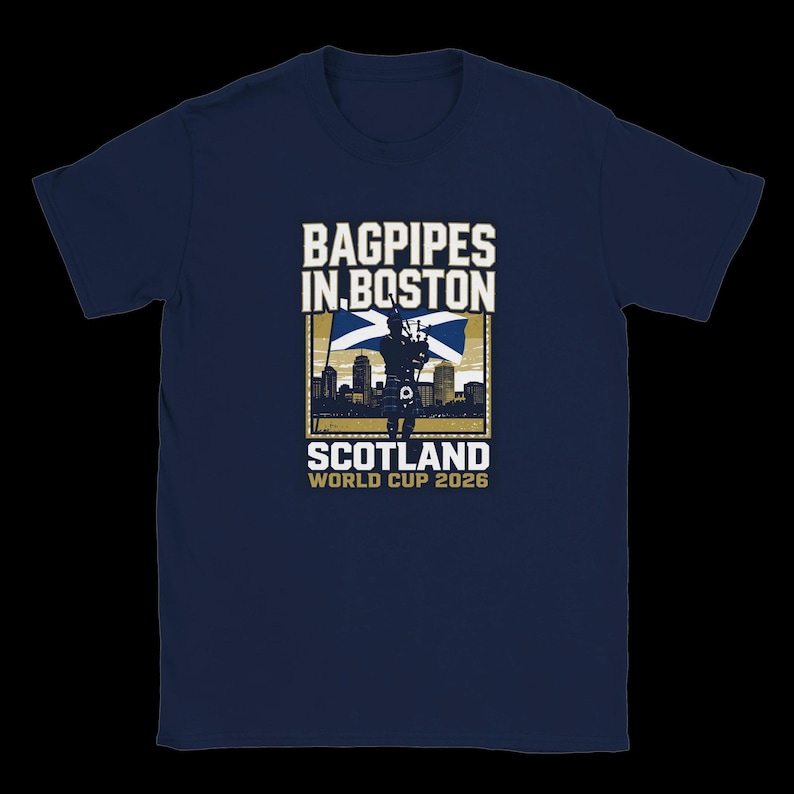 Gaitas en Boston - Camiseta de Escocia para la Copa del Mundo Navy