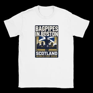 Gaitas en Boston - Camiseta de Escocia para la Copa del Mundo White