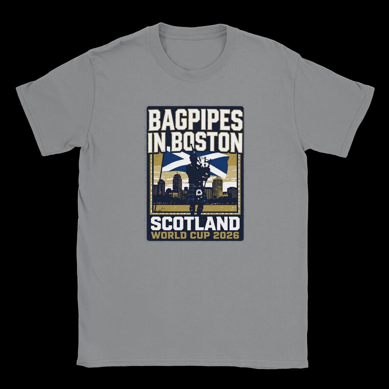 Gaitas en Boston - Camiseta de Escocia para la Copa del Mundo Rs Sport Grey