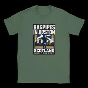 Gaitas en Boston - Camiseta de Escocia para la Copa del Mundo Military Green