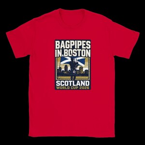 Gaitas en Boston - Camiseta de Escocia para la Copa del Mundo Red