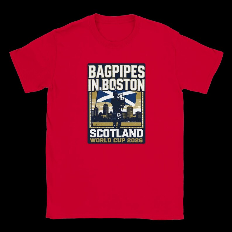 Gaitas en Boston - Camiseta de Escocia para la Copa del Mundo Red