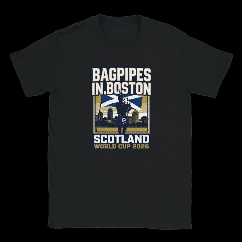 Gaitas en Boston - Camiseta de Escocia para la Copa del Mundo Black