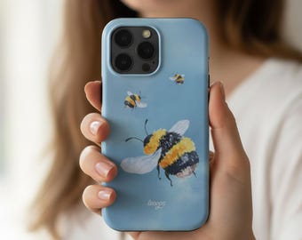 iPhone-hoesje Bumblebee, illustratie MagSafe Cottagecore Bee, natuurkunstbescherming