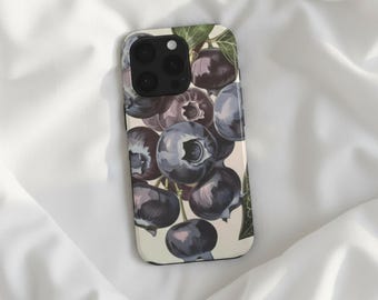 Blueberry Phone Case MagSafe, Botanical iPhone Case, Dark Blue Berry Design, Fruit Aesthetic, Nature Inspired Cover