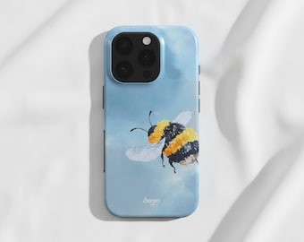 Bumblebee iPhone-hoesje MagSafe, Blue Sky, aquarelkunst, telefooncover met twee lagen bescherming