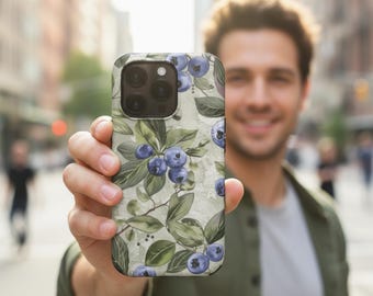 Funda para iPhone MagSafe con diseño de arándanos, funda botánica para iPhone, diseño vintage inspirado en la naturaleza, estética elegante, funda con diseño de jardín.