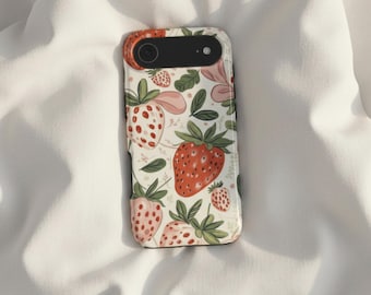 Funda para iPhone MagSafe con diseño de fresas, estampado artístico de frutas, funda protectora de verano.