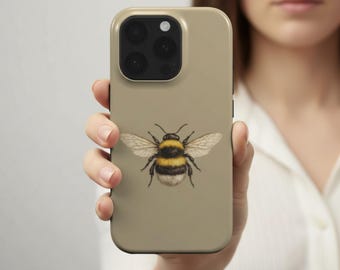 Funda para iPhone MagSafe, funda con diseño de abeja, funda minimalista con abeja, funda estética inspirada en la naturaleza, funda neutra para teléfono, regalo para ella.