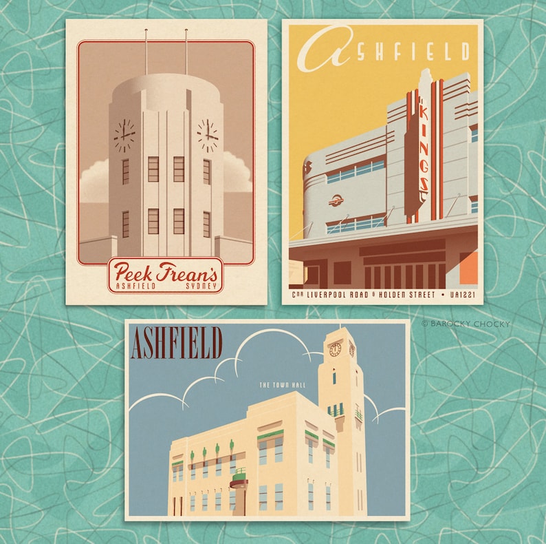 Set of Eight Ashfield Heritage Illustrated Postcards - Etsy Australia