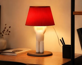 Lampa Mecha-Kameleon drukowana w 3D | Dekoracja biurka gracza | Lampa inspirowana grą wideo | Lampa nocna z czerwonym abażurem | Prezent dla geekowego gracza