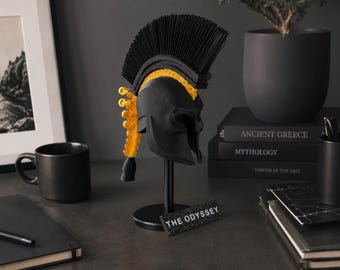 Busto con elmo di Agamennone / Replica di elmo greco antico / Decorazione Odissea / Oggetto da collezione di mitologia greca / Statua di guerriero spartano / Busto stampato in 3D