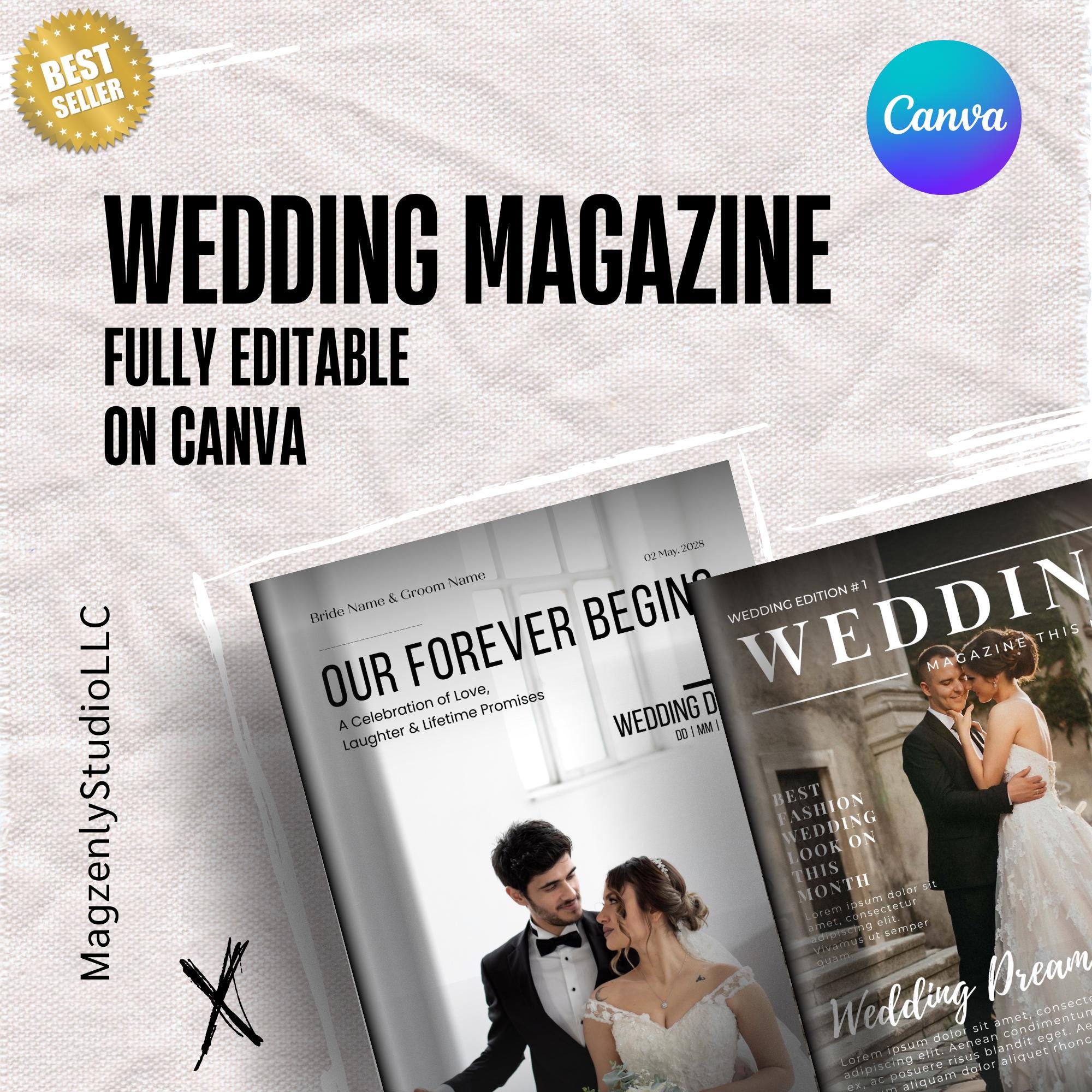Wedding Magazine Template Canva | Editable Bridal Magazine | Keepsake ...