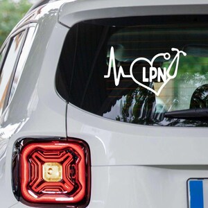LPN Nurse Car Decal, Licensed Practical Nurse Sticker, Heartbeat Stethoscope Vinyl Decal, Nursing Gift for LPN, Nurse Life Car Sticker