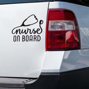 Nurse On Board Car Decal, Stethoscope Vinyl Sticker, RN Gift for Nurses, Nurse Life Car Accessory, Medical Vehicle Window Decal, Nurse Decal