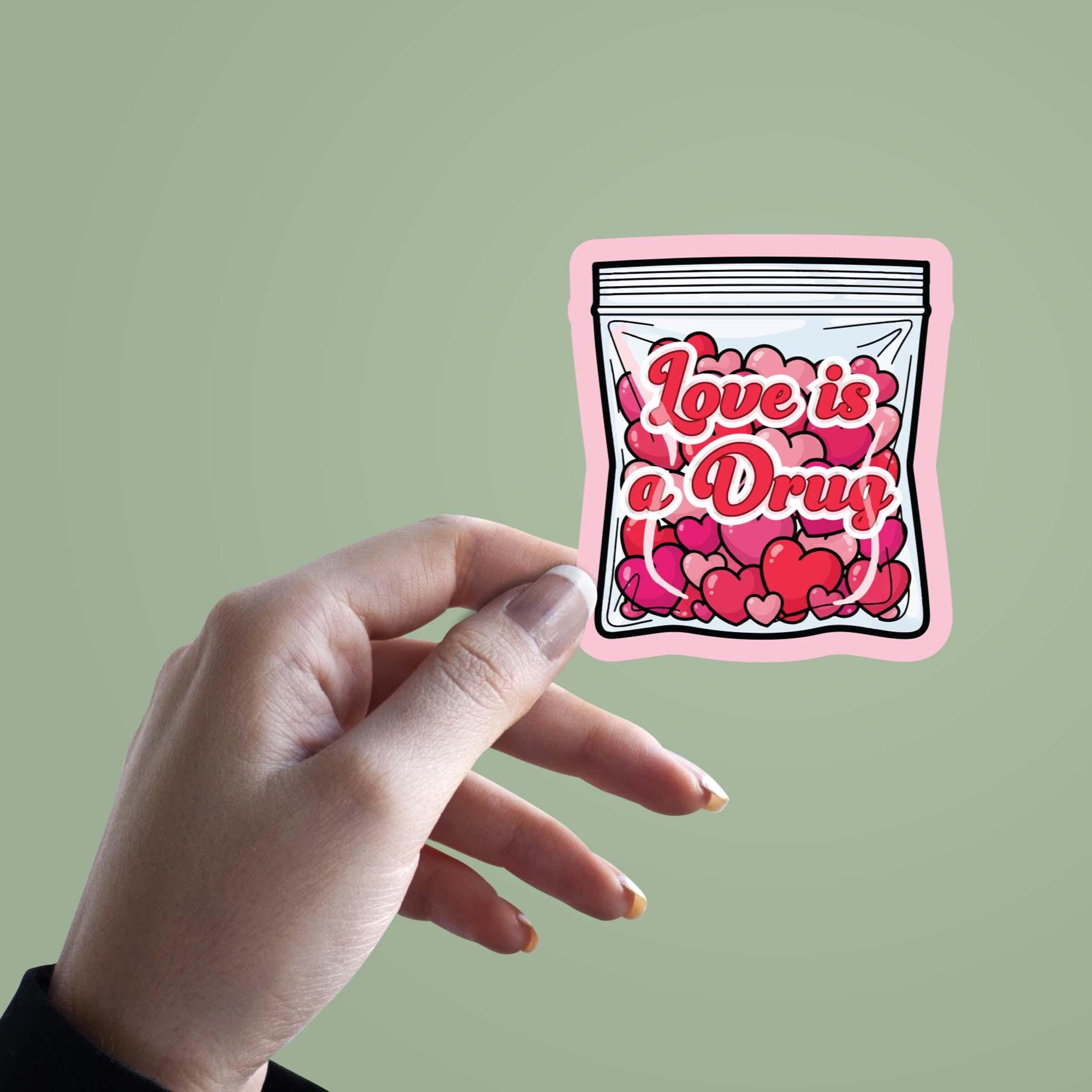 Drug Decals Love is a Drug Sticker, Cute Aesthetic Heart Sticker, Romantic Quote ...