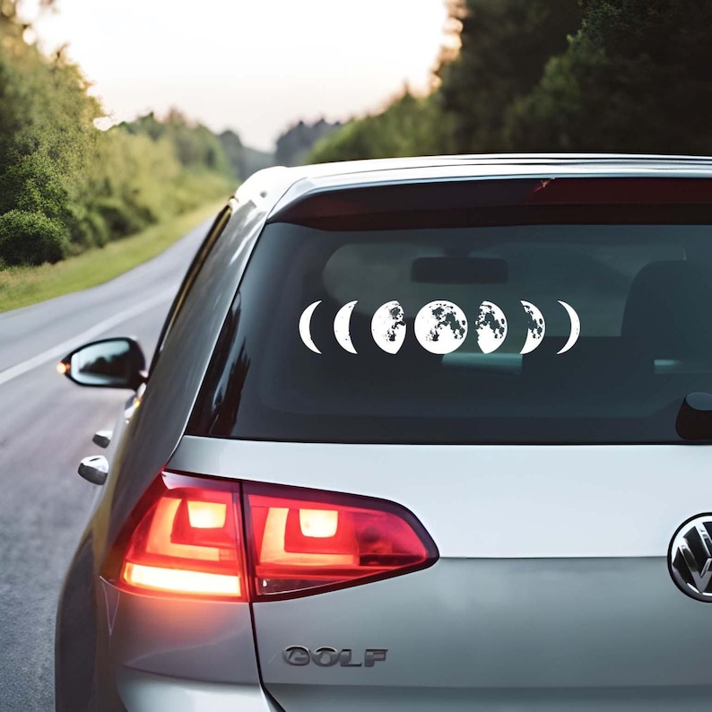 Moon Phases Car Decal, Lunar Cycle Vinyl Sticker, Moon Phase Window ...