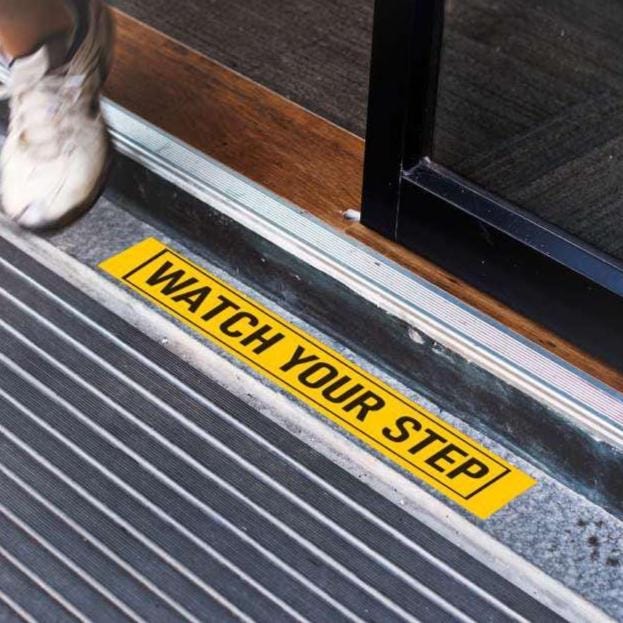 Watch Your Step Sign, Vinyl Decal Sticker, Caution Safety Floor Sign ...