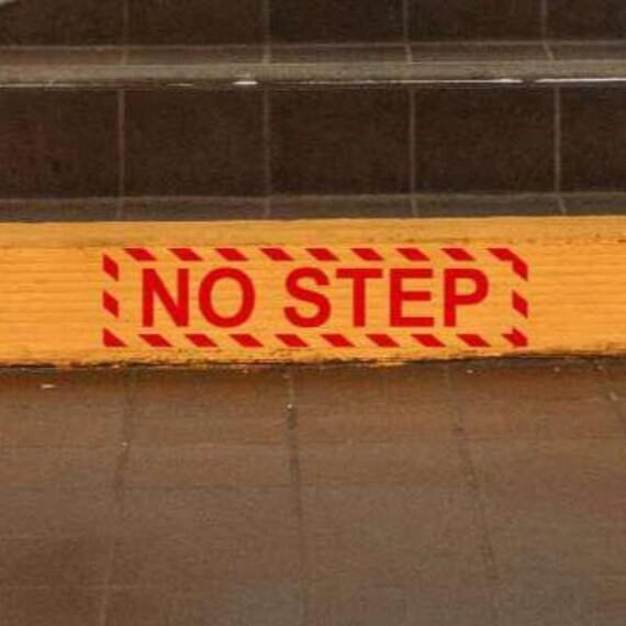 2 X DO NOT STEP Safety Stickers – 150x50mm – Red & White – Vinyl – Made In Australia