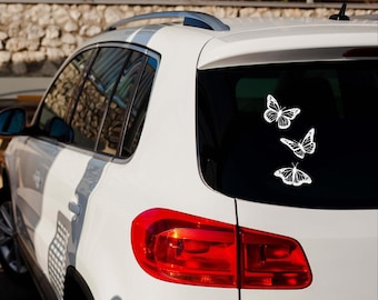 Juego de calcomanías de mariposas para coche, vinilo blanco para ventana, decoración impermeable de insectos naturales, lindas calcomanías de mariposas estéticas.