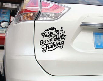 Calcomanía para coche "Gone Fishing", divertida pegatina de pesca para camión, vinilo impermeable para parachoques de exterior, calcomanía de pesca para coche, vinilo para coche
