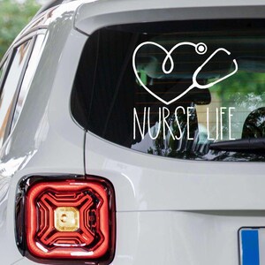 Nurse Life Car Decal, Nurse Stethoscope Heart Sticker, Medical Worker Gift, Nurse Vinyl Decal for Car Window, Nurse Appreciation Gift