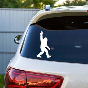Big Foot Peace Zeichen Auto Aufkleber, Sasquatch Fenster Aufkleber, Lustiger Big Foot Vinyl Aufkleber für Auto, Laptop Aufkleber Yeti Peace Handzeichen Aufkleber
