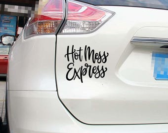 Hot Mess Express Car Decal, Funny Car Sticker for Women, Waterproof Vinyl Car Sticker, SUV Window Decal, Mom Life Car Decor, Decal for SUV
