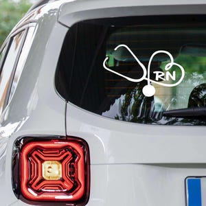 Registered Nurse Decal, Nurse Stethoscope Heart Sticker, RN Car Decal, Medical Car Window Sticker, RN Gift for Nurses, Stethoscope Sticker
