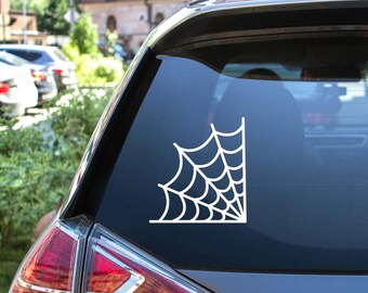 Spiderweb Corner Decal, Halloween Car Window Sticker, Creepy Web Vinyl, Gothic Home Décor, Spooky Wall Decal, Corner Spider Car Sticker