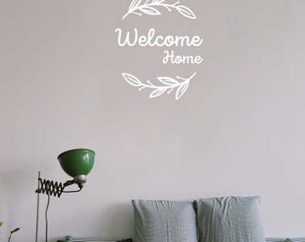 Welcome Home Wall Decal, Farmhouse Wall Sticker, Vinyl Lettering Home Decor, Living Room Bedroom Entryway Wall Quote, Housewarming Gift