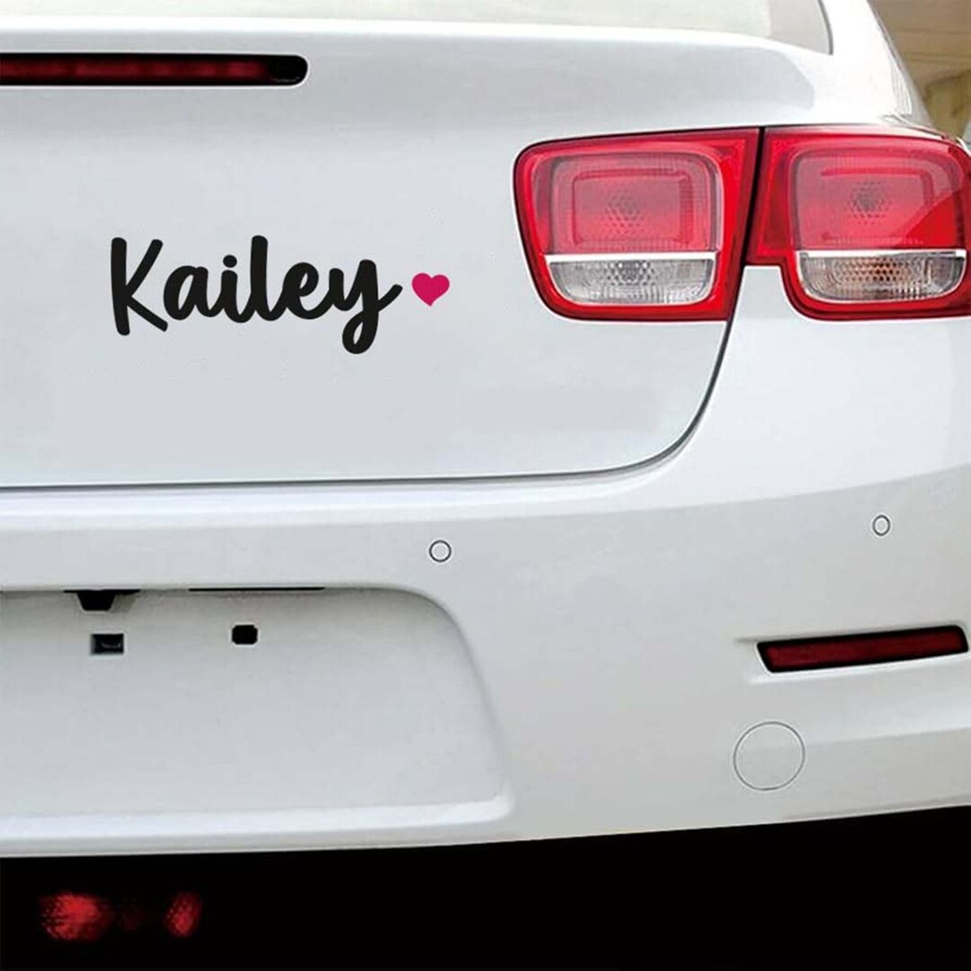 Custom Name Decal With Heart, Personalized Car Sticker, Car Name Decal ...