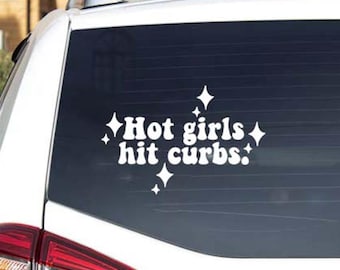 Heiße Mädchen schlagen Bordstein-Auto-Aufkleber, ästhetischer Vinyl-Autoaufkleber, lustiges feminines Autozubehör, Wasserflasche-Aufkleber, wasserdichter Vinylaufkleber