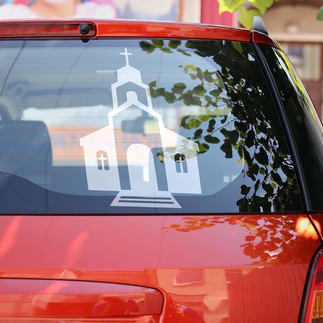 Church Building Car Decal, Religious Car Sticker, Christian Faith Vinyl ...