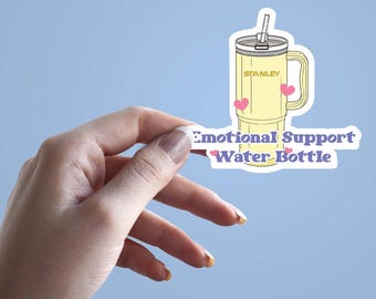 Emotional Support Water Bottle Sticker, Cute Vinyl Waterproof Sticker, Mental Health Gift, Aesthetic Water Bottle Decal, Self Care Sticker