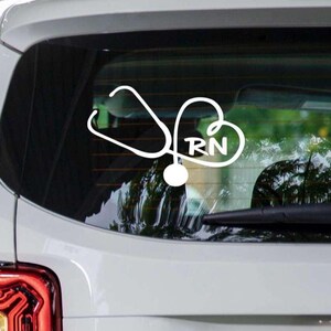 Registered Nurse Decal, Nurse Stethoscope Heart Sticker, RN Car Decal, Medical Car Window Sticker, RN Gift for Nurses, Stethoscope Sticker