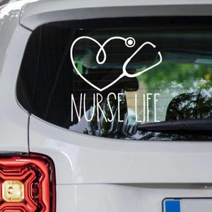 Nurse Life Car Decal, Nurse Stethoscope Heart Sticker, Medical Worker Gift, Nurse Vinyl Decal for Car Window, Nurse Appreciation Gift