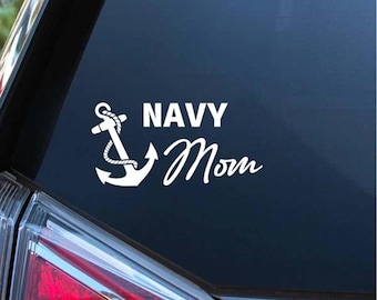 Navy Mom Decal, Military Mom Car Sticker, Anchor Vinyl Decal, Navy Mom Gift, Military Family Support Window Sticker, Military Anchor Sticker