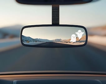 Ghost Car Decal, Cute Ghost Sticker for Rearview Mirror, Halloween Car Sticker, Aesthetic Car Decor Spooky Ghost Vinyl Sticker, Car Sticker