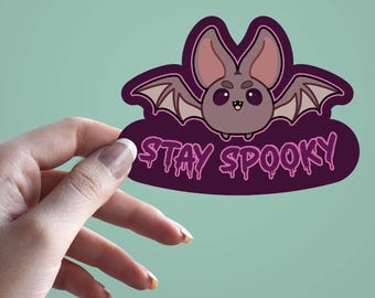 不気味なコウモリのステッカー、かわいいハロウィンステッカー、ゴシックコウモリのデカール、かわいい不気味な美学、ノートパソコン用ウォーターボトルステッカー、スクラップブックステッカー